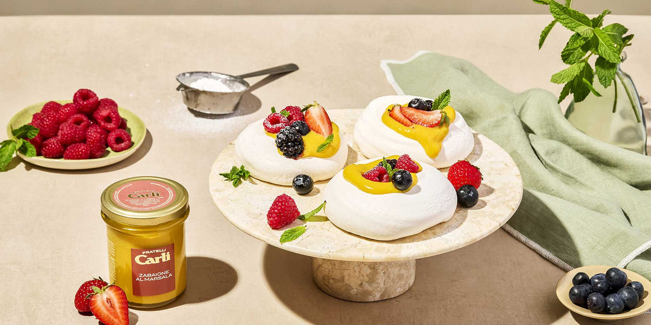 Mini Pavlova mit Zabaione und Marsala