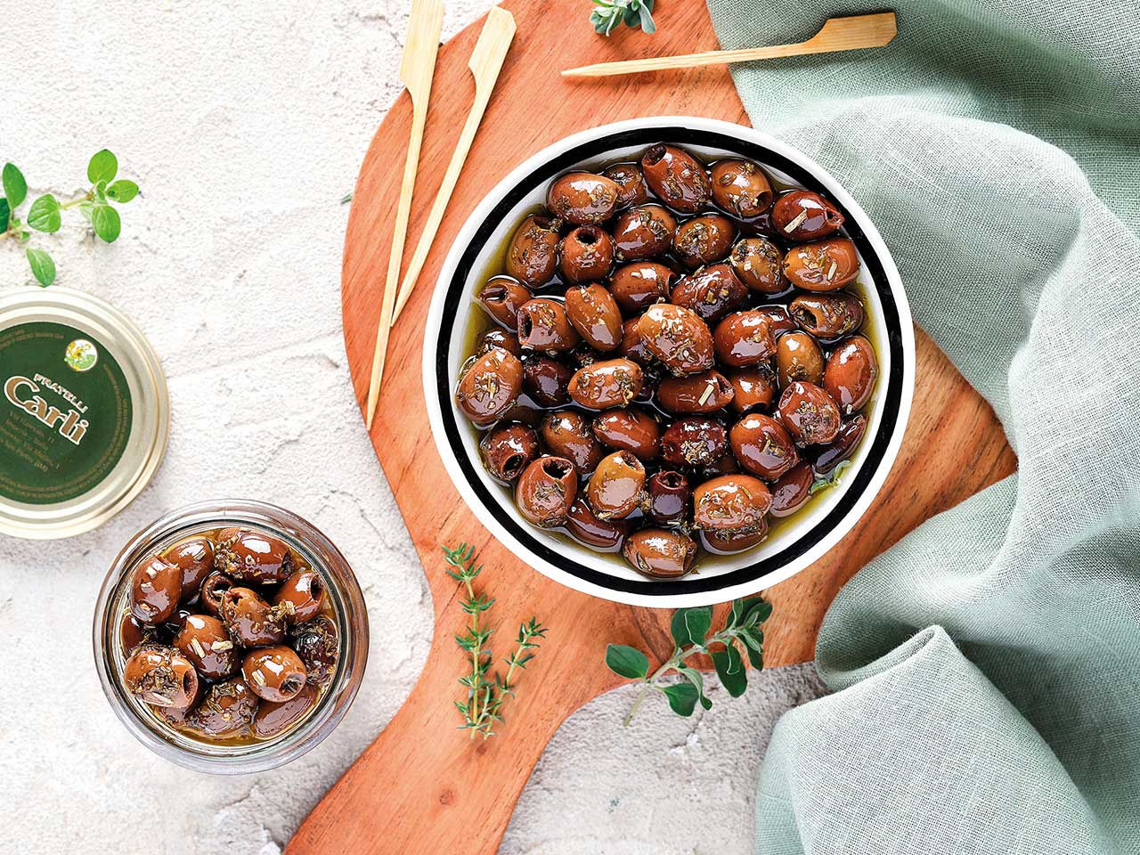 Olives dénoyautées aromatisées