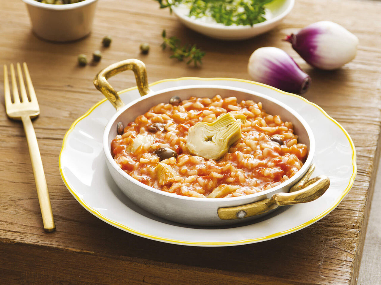 Risotto aux artichauts et aux olives